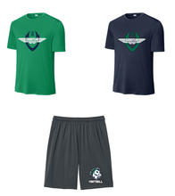 Load image into Gallery viewer, Goodyear HS Football Player Pack - navy shirt, green shirt, and grey shorts
